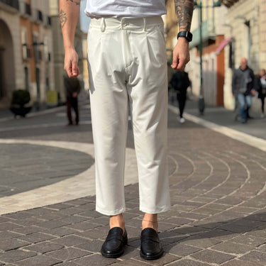 Pantalone con bottone e coulisse bianco - FLAG STORE